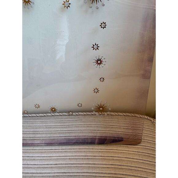 Vintage Glama Square Plate Atomic Starbursts in Metallic Gold Purple Edges - Picture 7 of 10